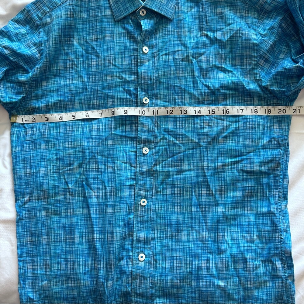 Bugatchi Turquoise Checkered Button Down Shirt - image 8